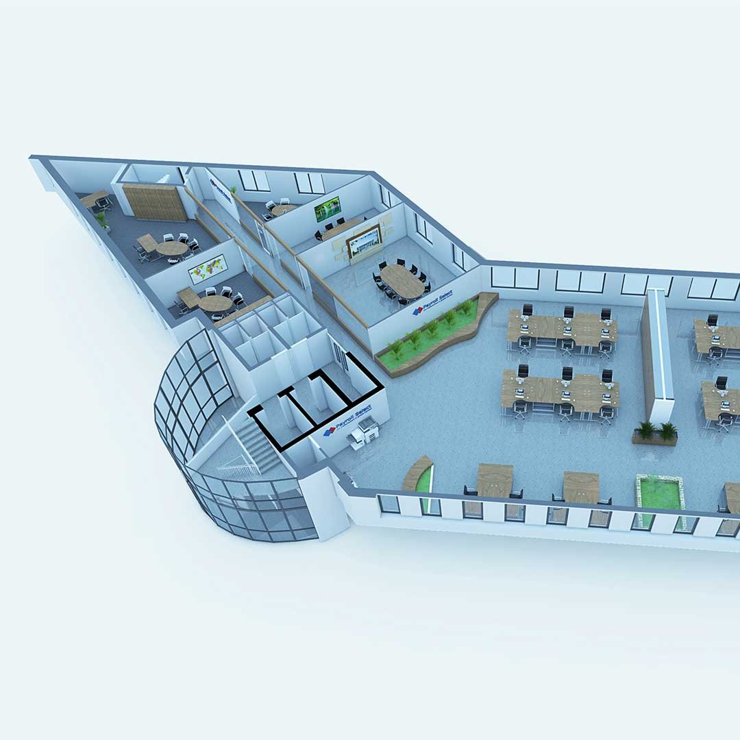 3D interior floor plan of a real estate property, showcasing a detailed layout with furniture, room dimensions, and design elements for a clear, interactive view of the space.