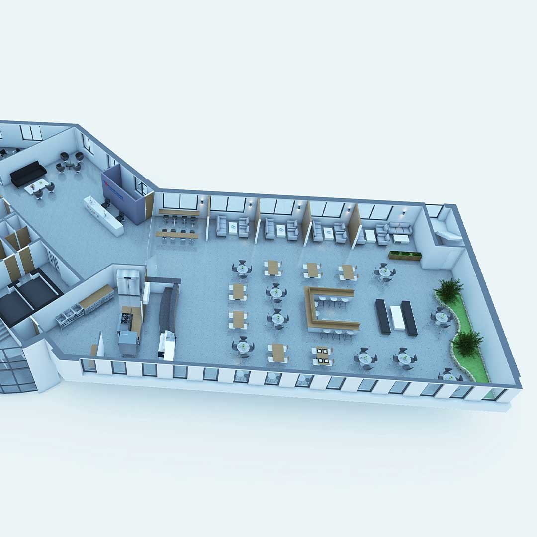3D interior floor plan of a real estate property, showcasing a detailed layout with furniture, room dimensions, and design elements for a clear, interactive view of the space.