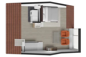 Deluxe furniture floor plan for a real estate property, featuring detailed layouts and high-end design elements