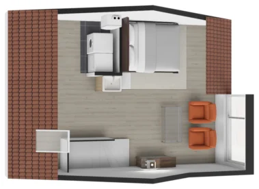 Deluxe furniture floor plan for a real estate property, featuring detailed layouts and high-end design elements