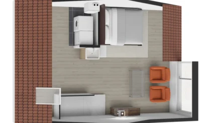 Deluxe furniture floor plan for a real estate property, featuring detailed layouts and high-end design elements