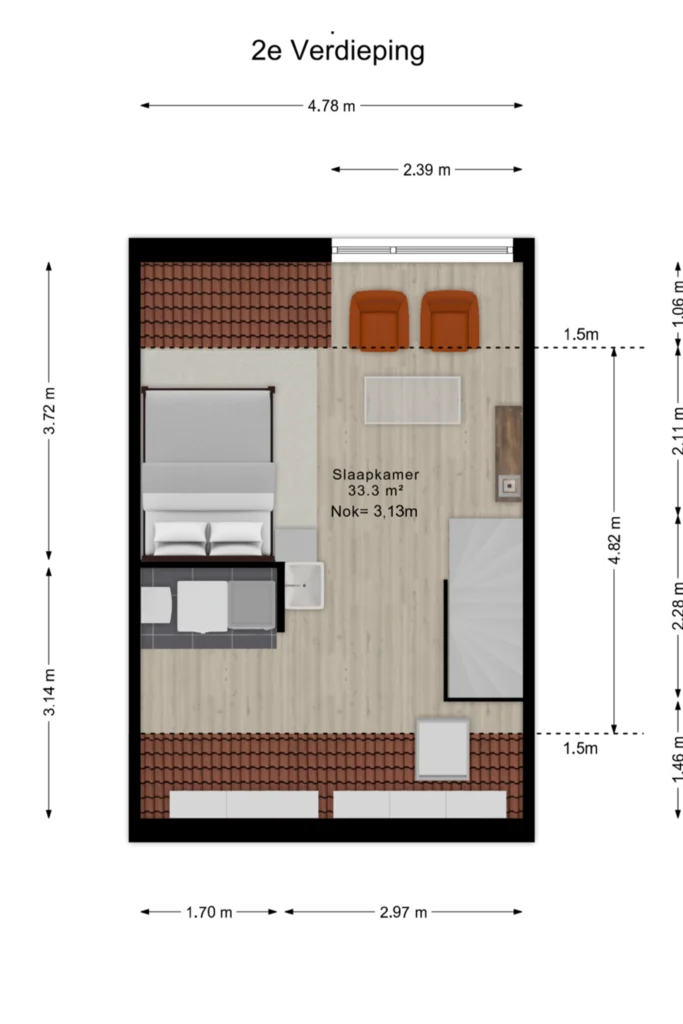 Real estate floor plan 2e Verdieping