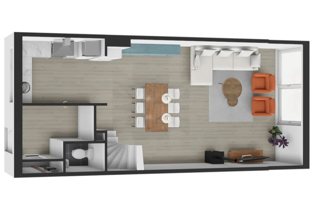 Begane Grond 3D Floor Plan Top View