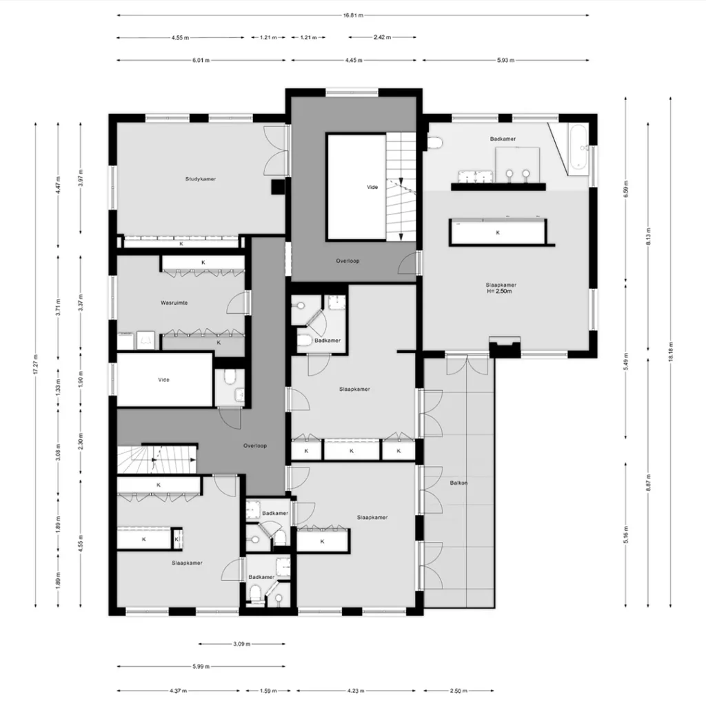 Funda Plattegrond for Real Estate Success. Interactive Matterport floor plan of a modern property, showcasing a 3D representation of the layout with detailed room dimensions and spatial relationships.