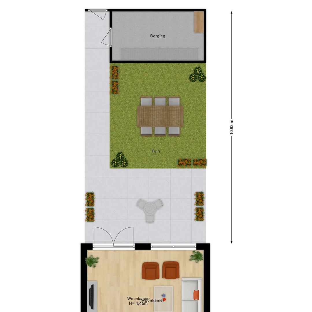 Comprehensive perceeloverzicht floor plan displaying the layout and boundaries of a real estate property, including surrounding plots and land use designations.