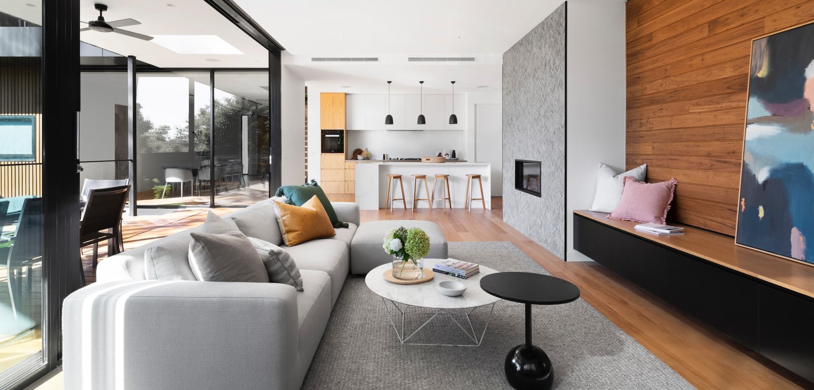 3D interior rendering displaying a realistic view of the room layout, furniture arrangement, lighting, and decor details for a complete spatial visualization.