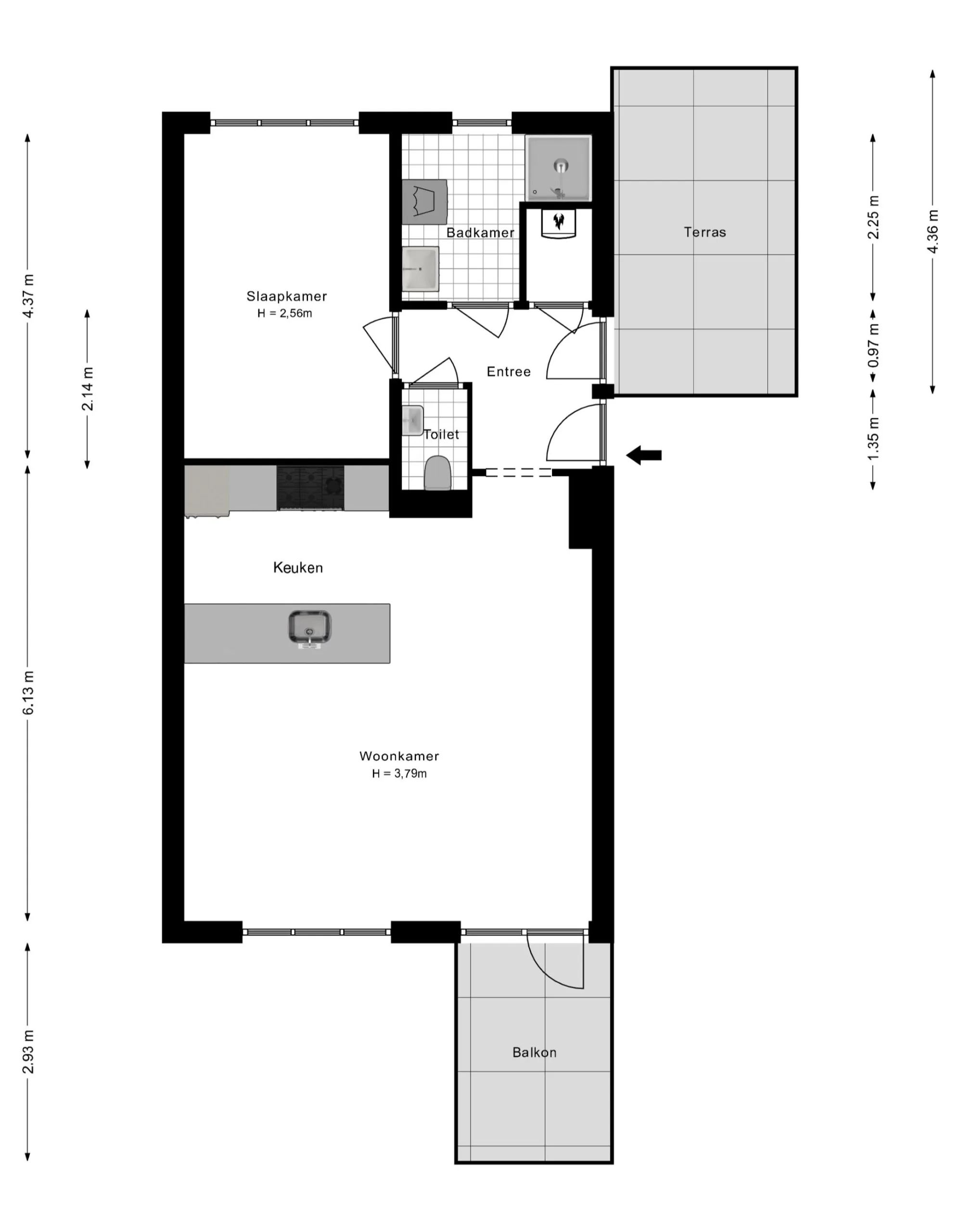 2D floor plan layout of an appartement