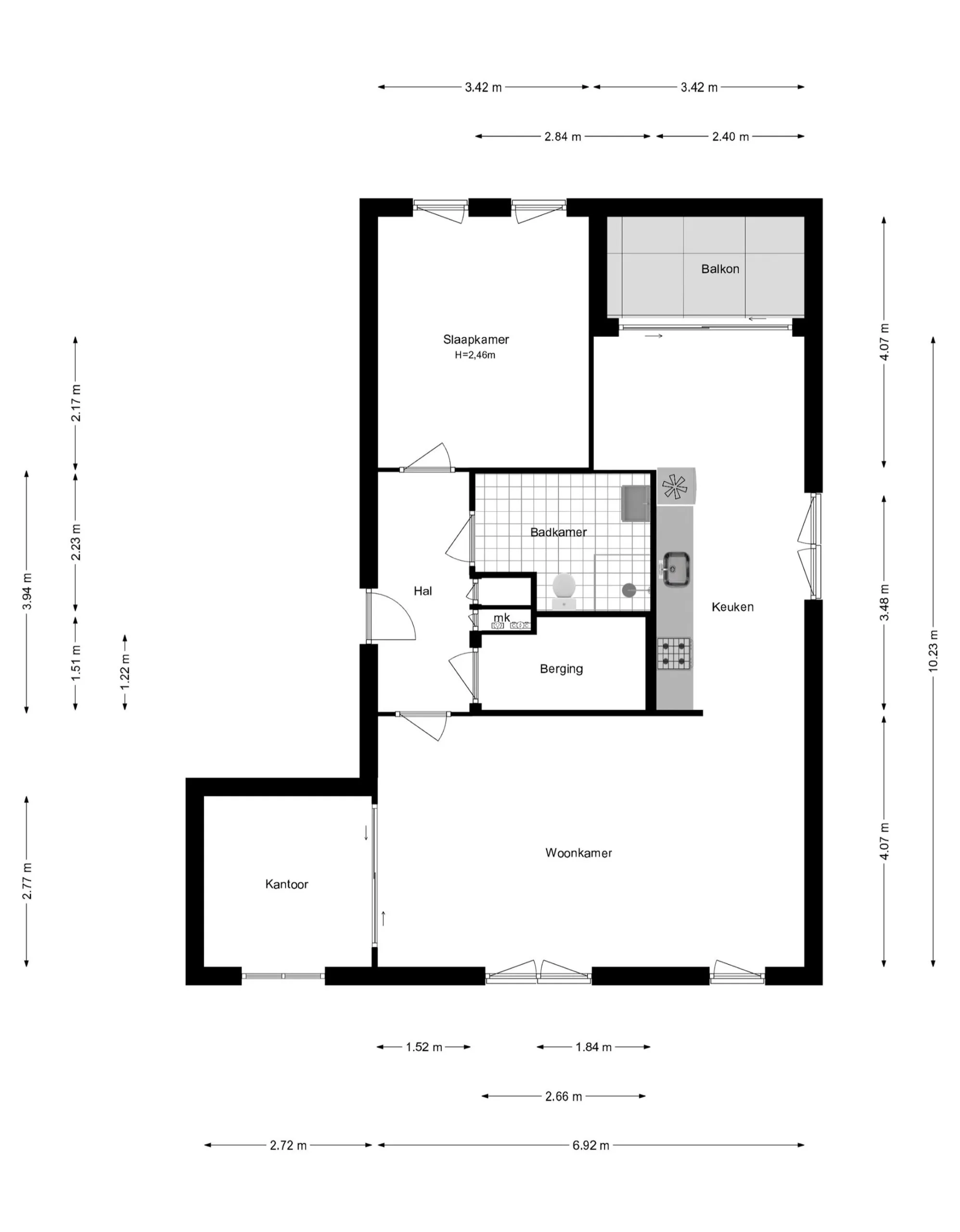 2D floor plan layout of an appartement