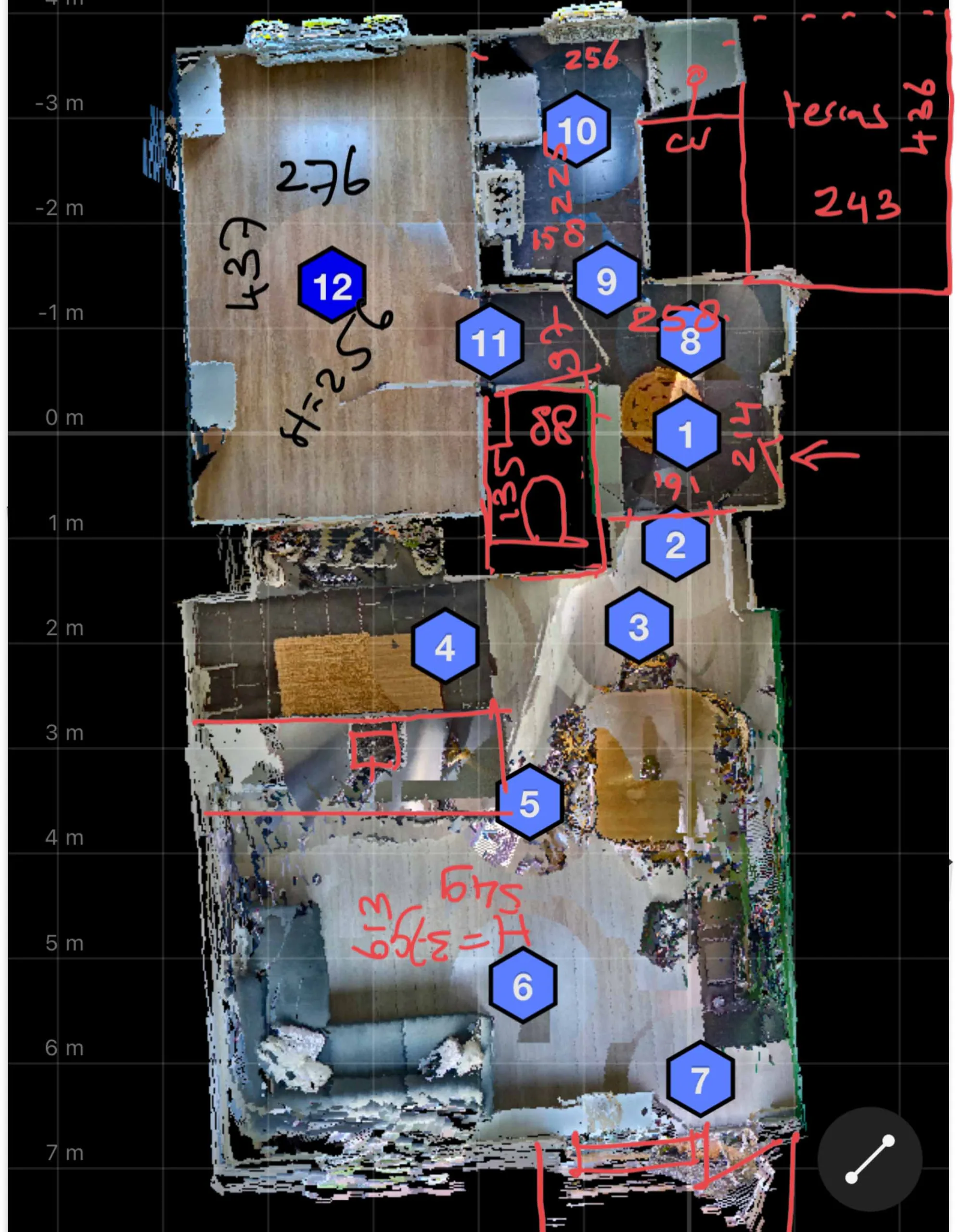 Floor plan sketch created from Matterport scan data