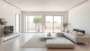 Interior of minimalist architectural design with simple and clean aesthetics