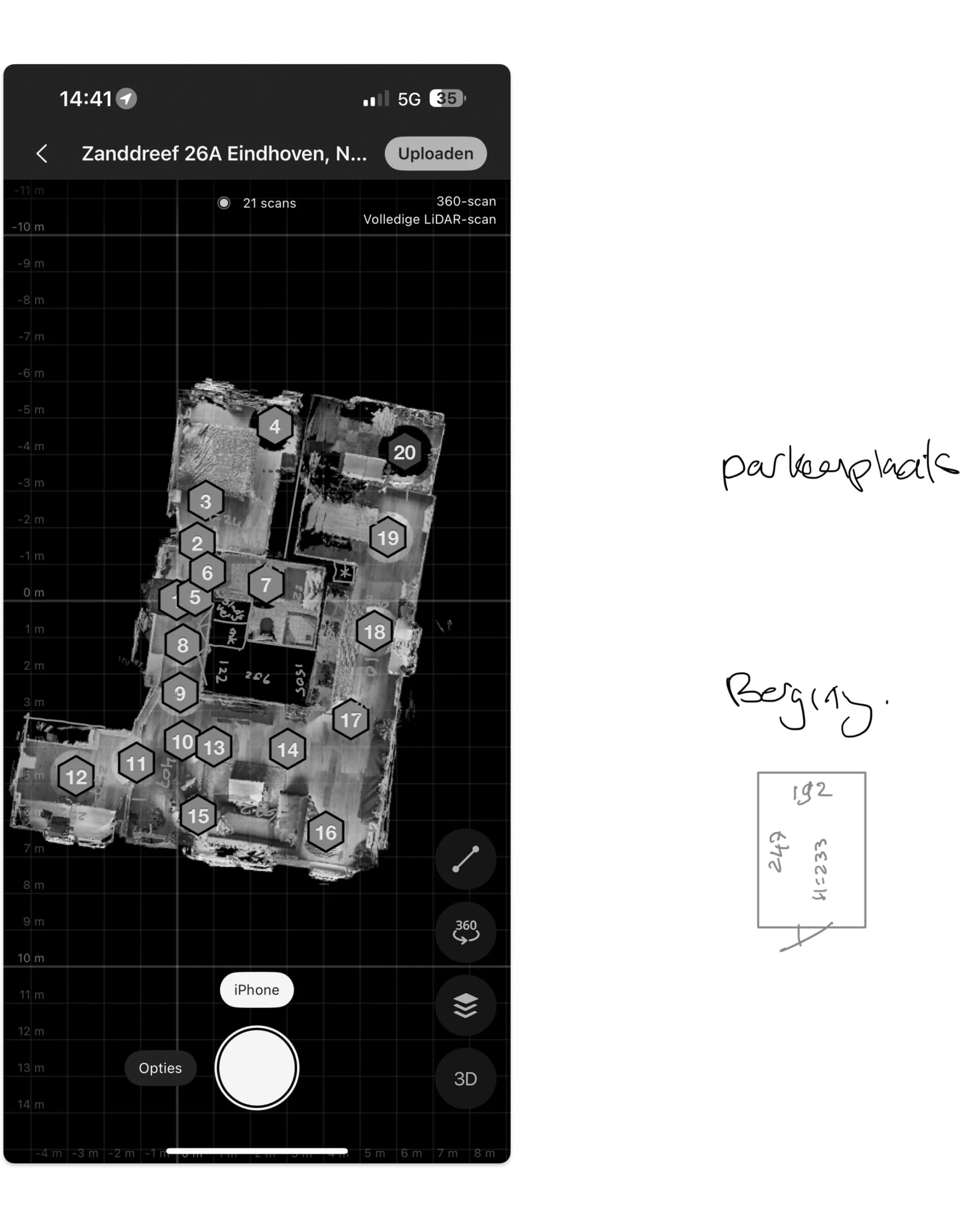 Matterport 3D scan of interior space for virtual tour and floor plan