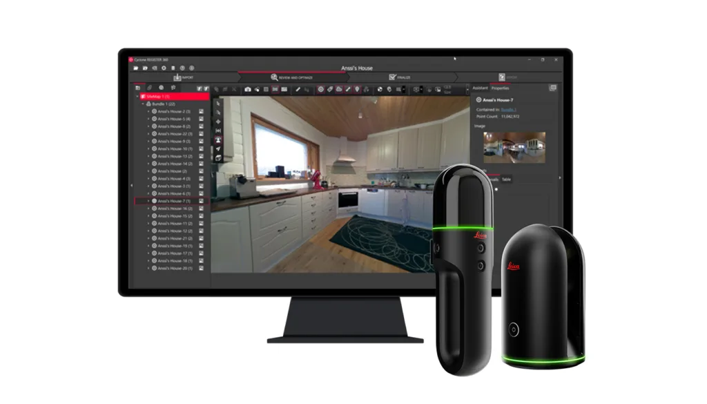 Leica device showcasing a scanned document on its screen, ready to create a precise real estate floor plan.
