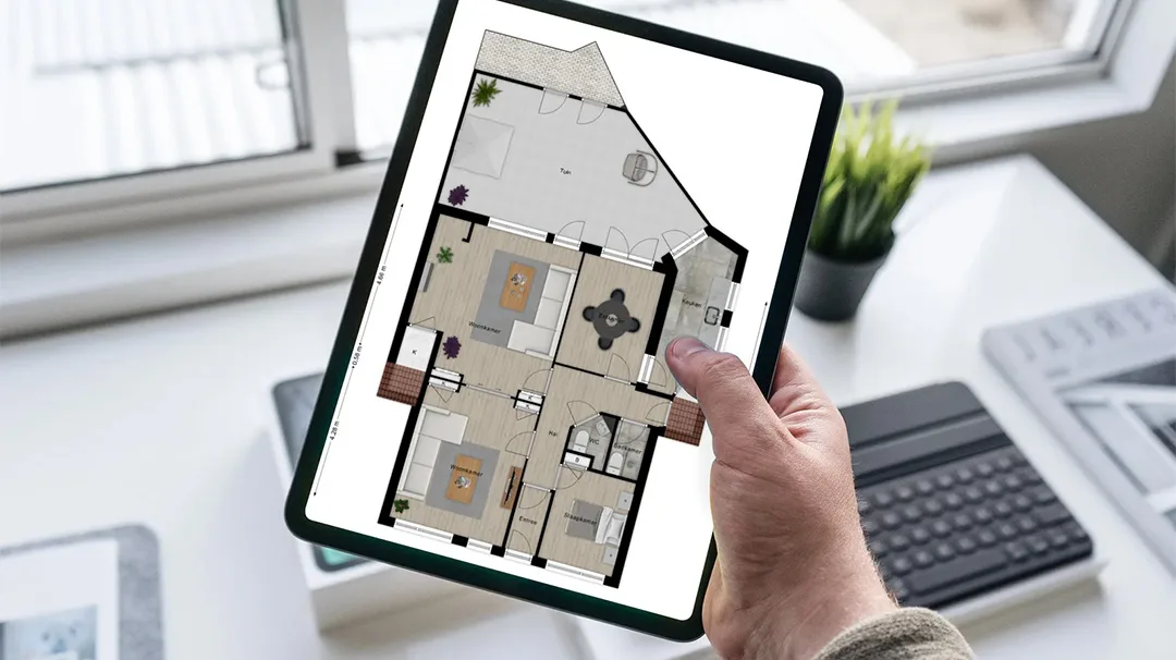 op-down view of a deluxe residential floor plan featuring labeled rooms with arranged furniture, showcasing modern interior layout and spacious design.